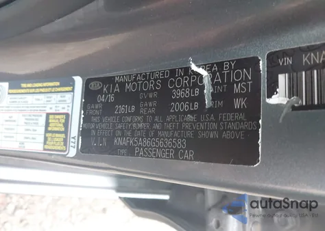 2016 Kia Forte Lx из США, поврежденный, VIN KNAFK5A86G5636583